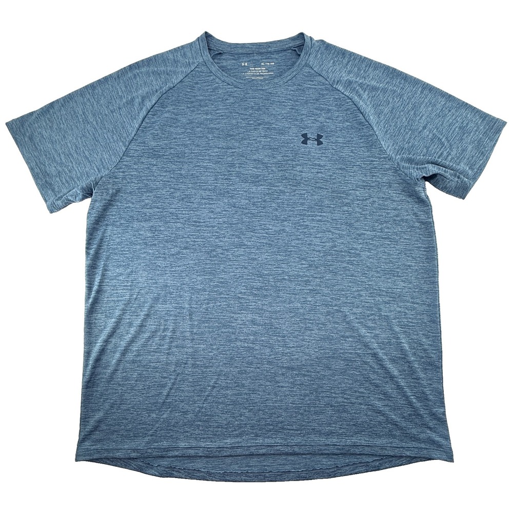 Under Armour Tech Tee Mens XL Blue Heather Short Sleeve Athletic Shirt Loose Fit